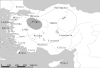 Friglerin ilk yerleşim yerini ve genişlediği alanı gsteren Anadolu haritası.