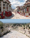 a reconstruction of Curetes Street in ancient Ephesus - Efes- Efeze