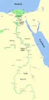 Nil nehrini, nehir zerindeki beş şelaleyi ve Hanedanlık dneminin (M 3150 - M 30) byk şehir ve blgelerini gsteren Antik Mısır.