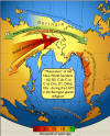 Schematic illustration of maternal (mtDNA) gene-flow in and out of Beringia, from 25,000 years ago to present.