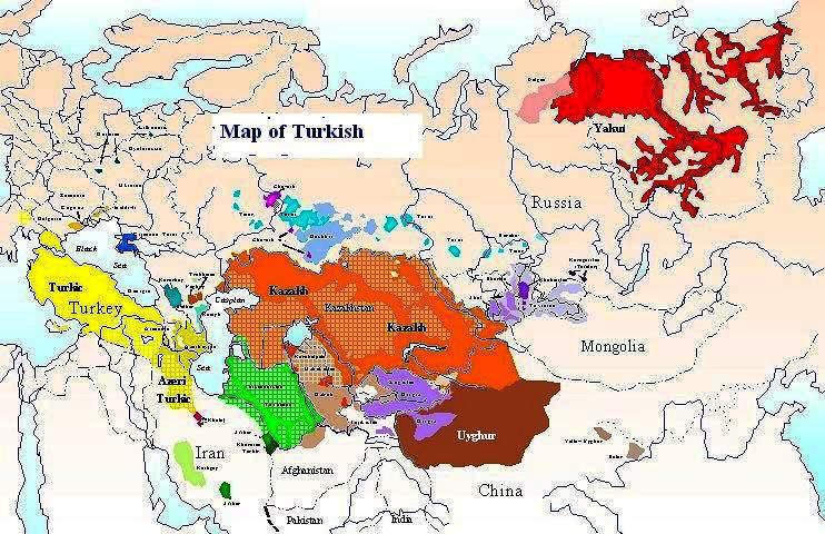 Spatial Distribution of Turkish Language; click on the regions